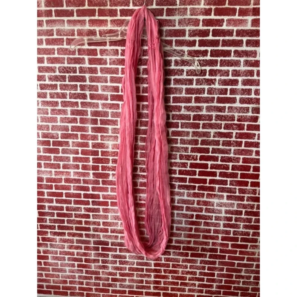Pink Crinkled Sheer Infinity Scarf